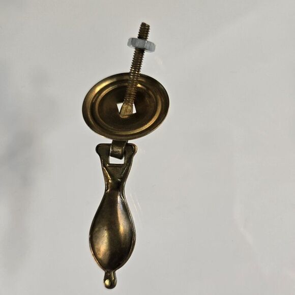 Cabinet Drawer 4 Teardrop Drop Pulls w Backplates Vintage Furniture Hardware - Picture 4 of 6